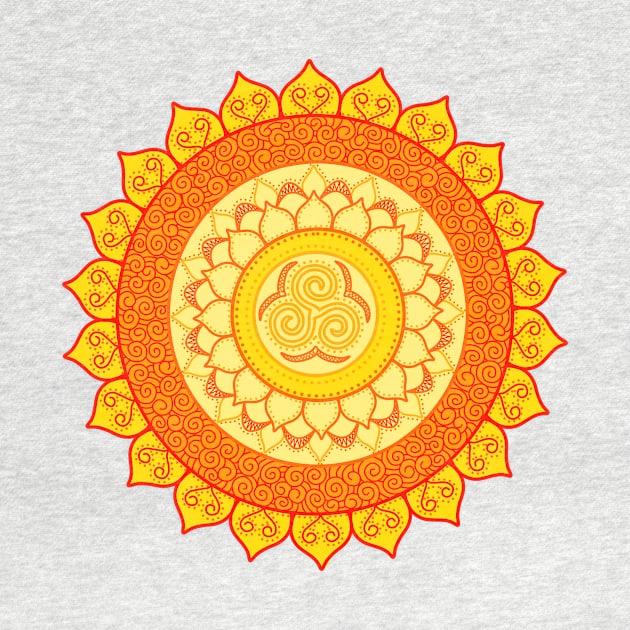 Sun sea spirals mandala orange by HazImagination